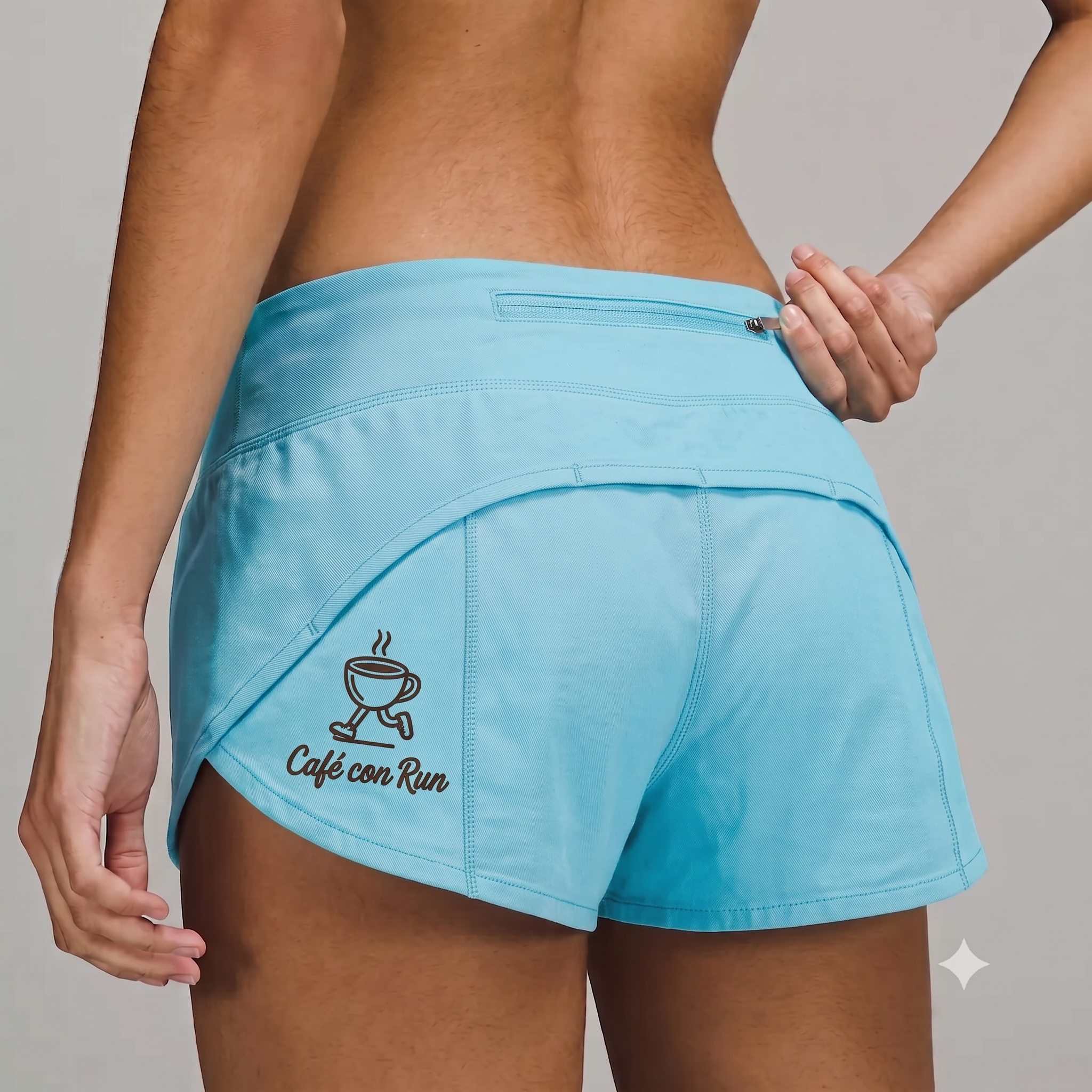 Short de mujer Cafe con Run - color cian